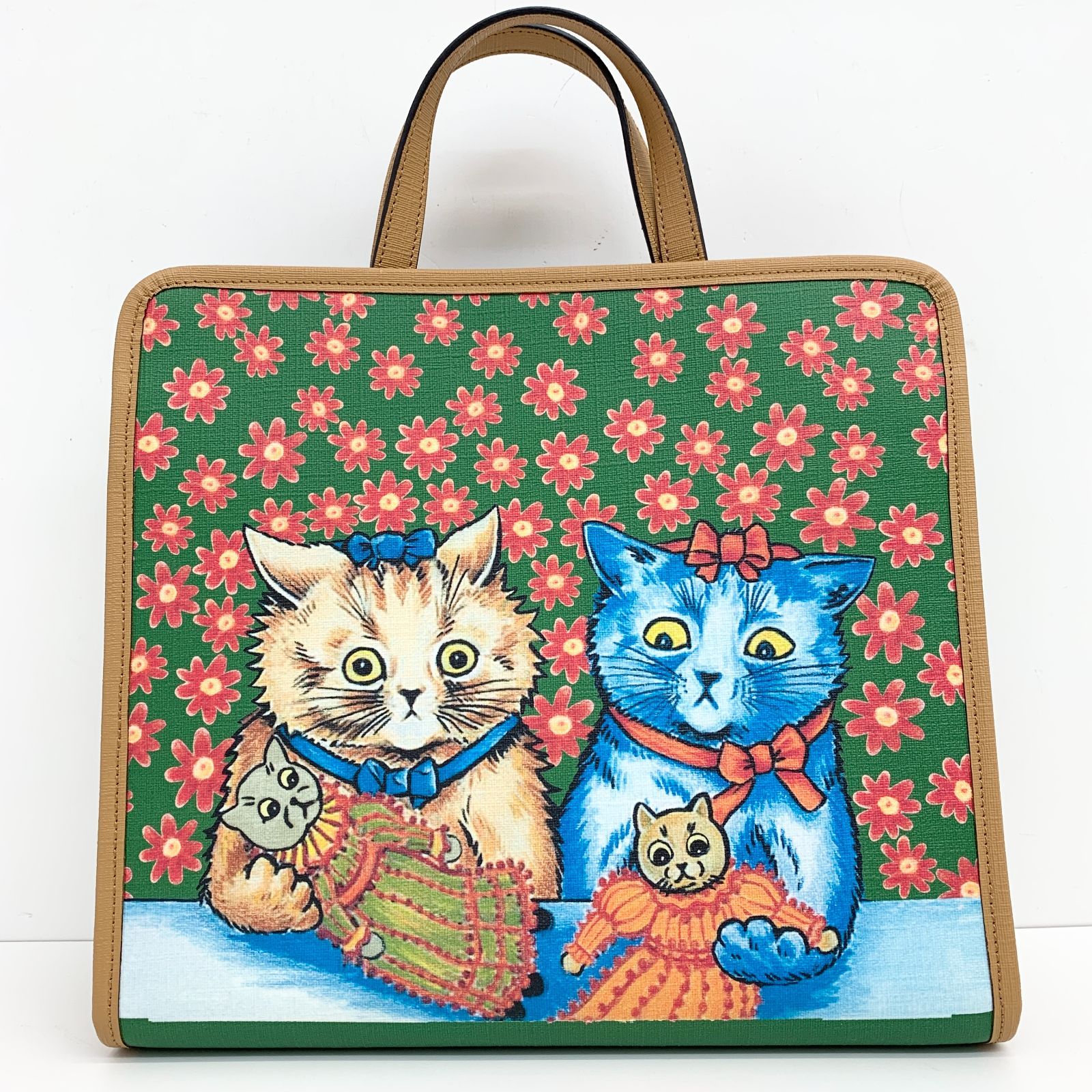 未使用 GUCCI グッチ キトゥン グリーン ベージュ 2way トート