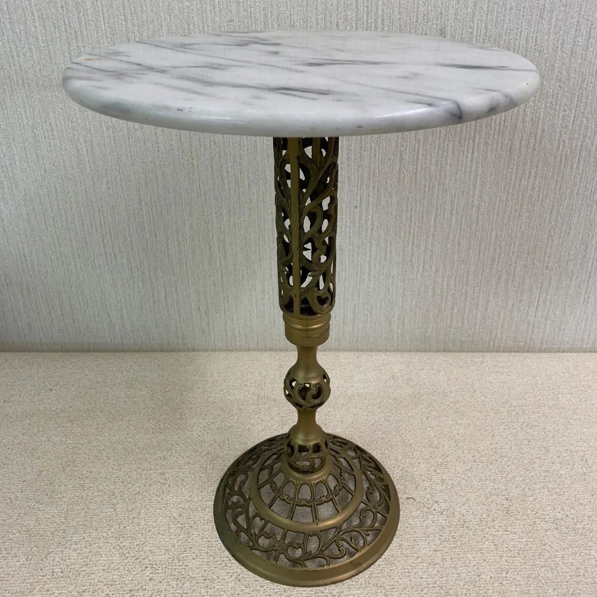 イタリア製 大理石花台 サイドテーブル アンティーク アンティーク調 大理石使用 アイアンサイドテーブル 花台