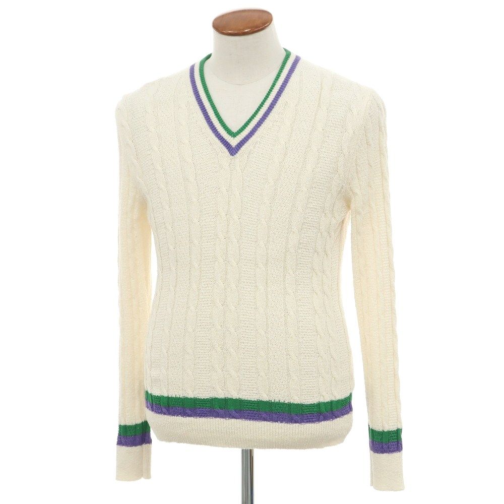 【新品】ガリア GALLIA コットンナイロン Vネック プルオーバーニット アイボリー【サイズ46】【メンズ】