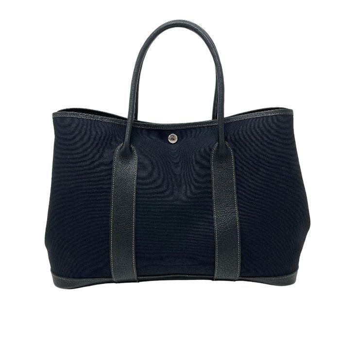 ⭐️ エルメス ガーデンパーティ PM トートバッグ ブラック 鑑定済 エルメス ガーデンパーティ PM ブラック キャンバス トートバッグ 黒