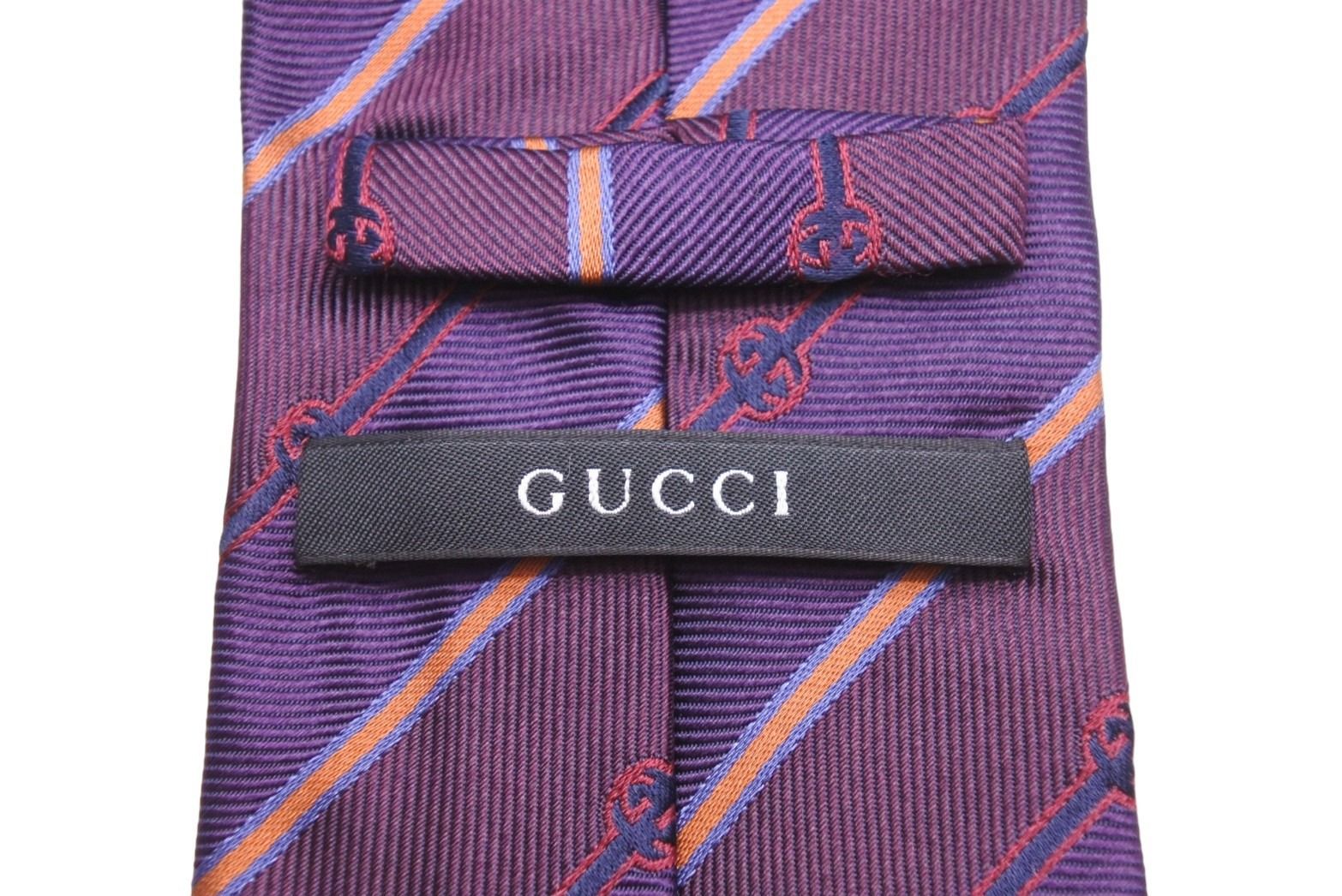 GUCCI グッチ ネクタイ ストライプ トムブラウン期 GG柄 ロゴ シルク