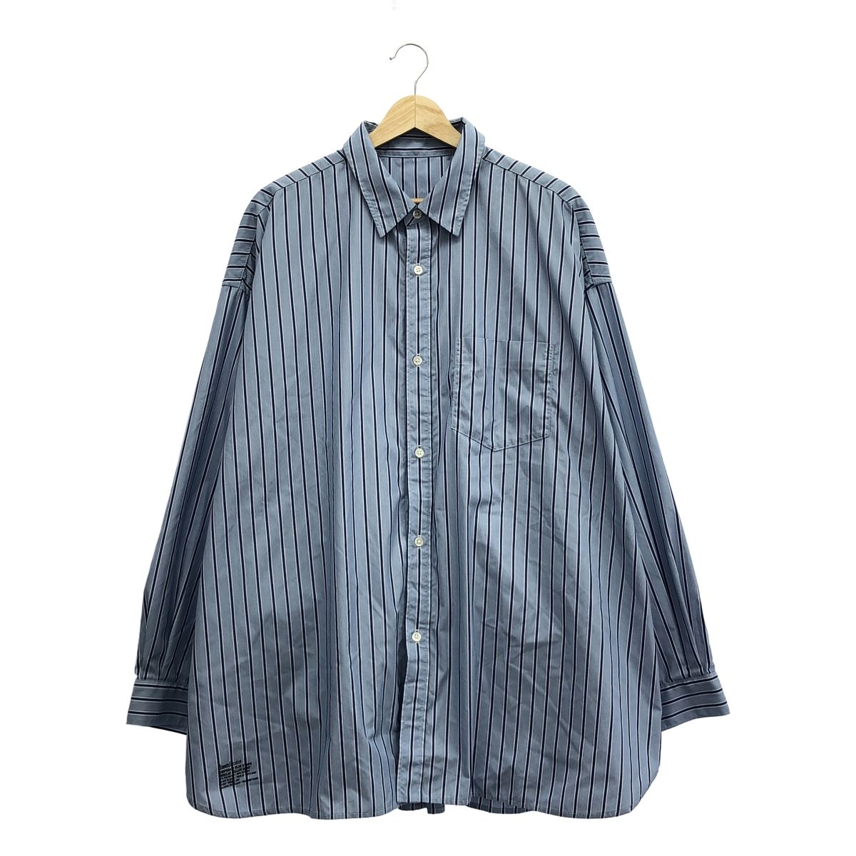 【美品】  FreshService / フレッシュサービス | CORPORATE BLUE STRIPE REGULAR COLLAR SHIRT / ストライプ オーバー シャツ | F | ネイビー/ブルー | メンズ