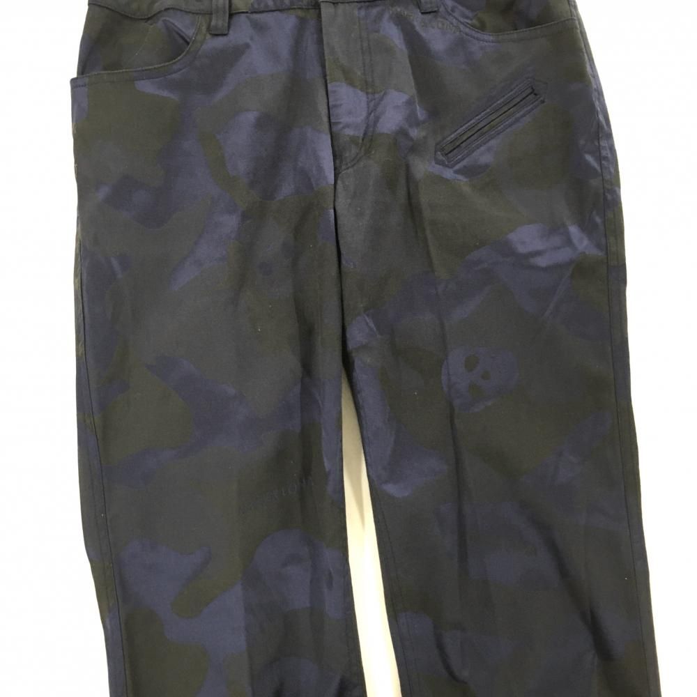 マークアンドロナ パンツ ネイビー カモフラ スカル 迷彩 レディース