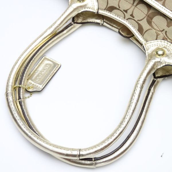 コーチ F16276 トートバッグ カーキ×ゴールド COACH アップリケ