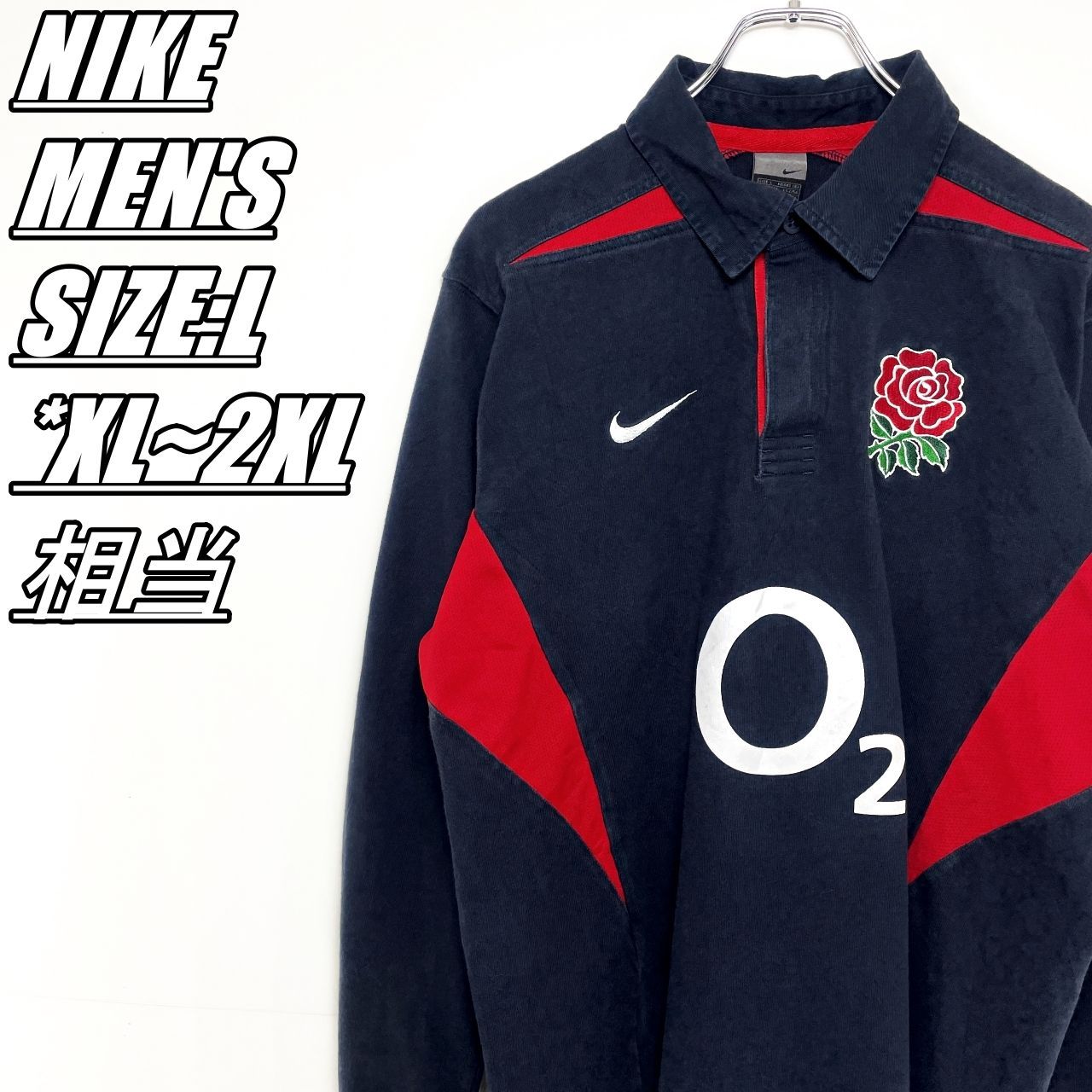 90s NIKEナイキ　イングランド ラガーシャツ Lサイズ 90's】NIKE ナイキ ラグビーイングランド代表 ラガーシャツ