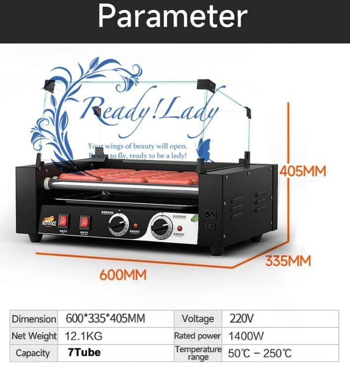 商用電動ソーセージローラーオーブン 5本式 ホットドッグ機 304
