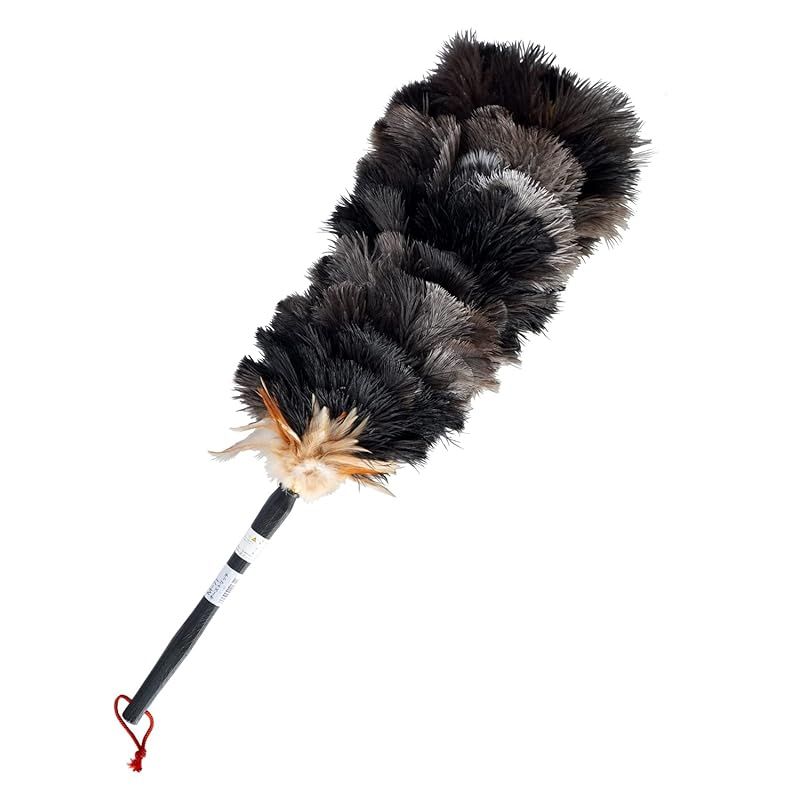 ESCI の手造り毛ばたき! ややソフトなオスのオーストリッチ羽毛を使用! 全長約73cm オーストリッチ ケバタキ M-71 0