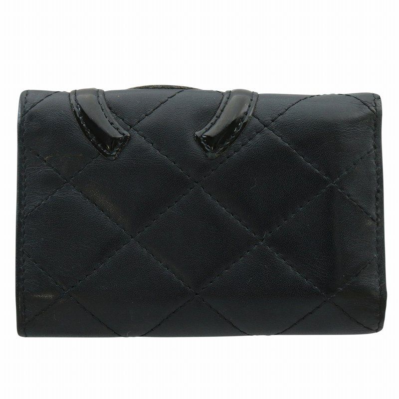 シャネル CHANEL キーケース カンボンライン ラムスキン×エナメル（レザー） 黒 6連フック 財布