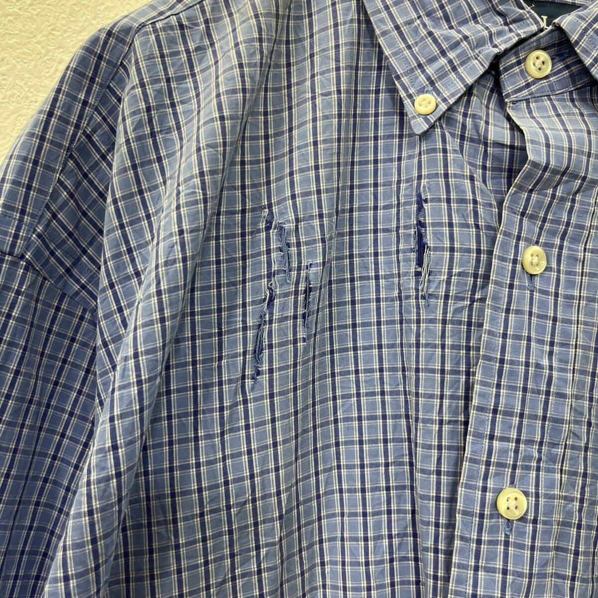 Ralph Lauren チェックシャツ L ブルー マルチカラー ラルフローレン ボタンダウン ボタン刺繍ロゴ コットン100% シンプル 春物 a710-5407