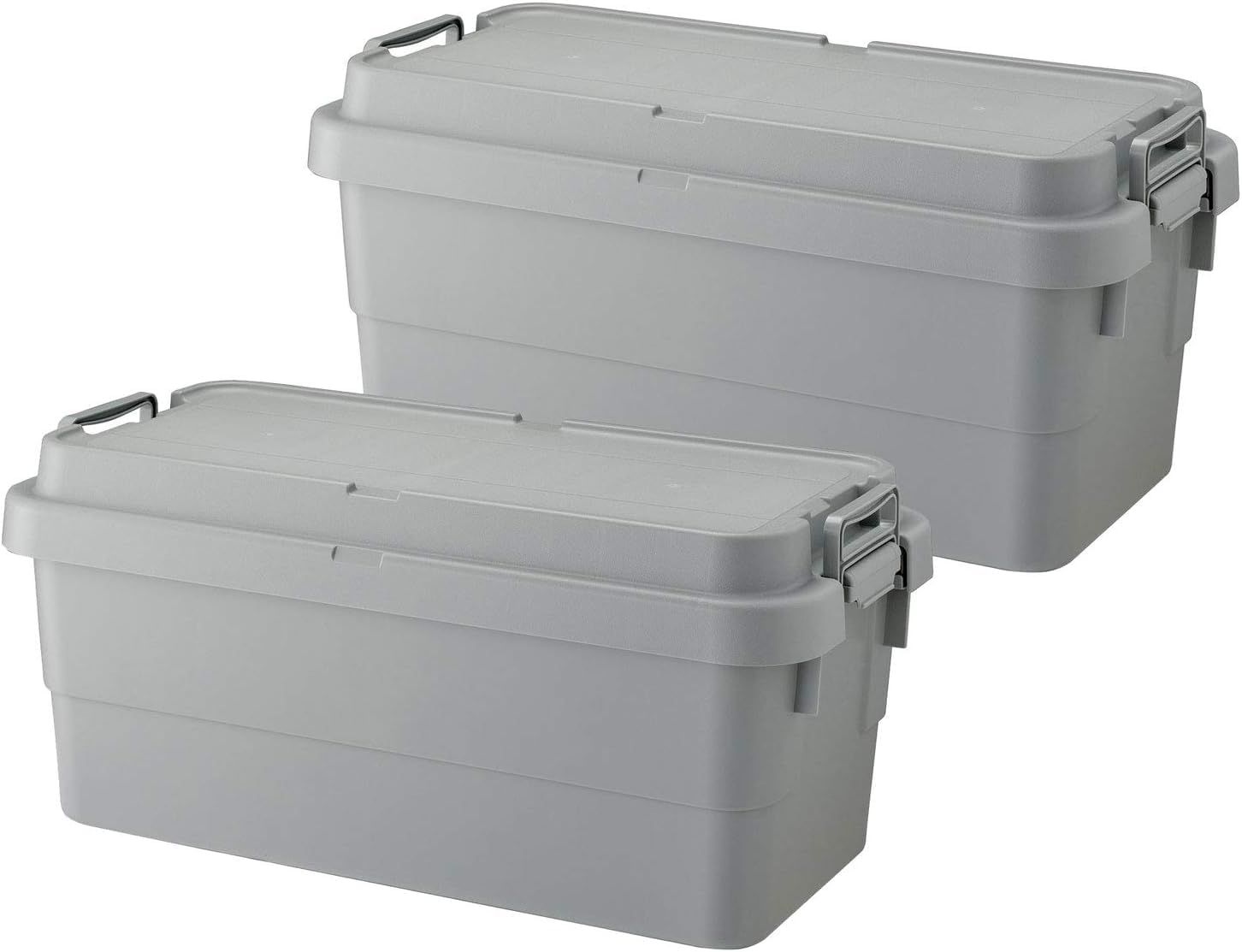 リス(RISU) 収納ボックス トランクカーゴ 70L グレー 日本製 TC-70S 2個セット コンテナ ボックス スタッキング 屋外収納 キャンプ 防水 GHON110