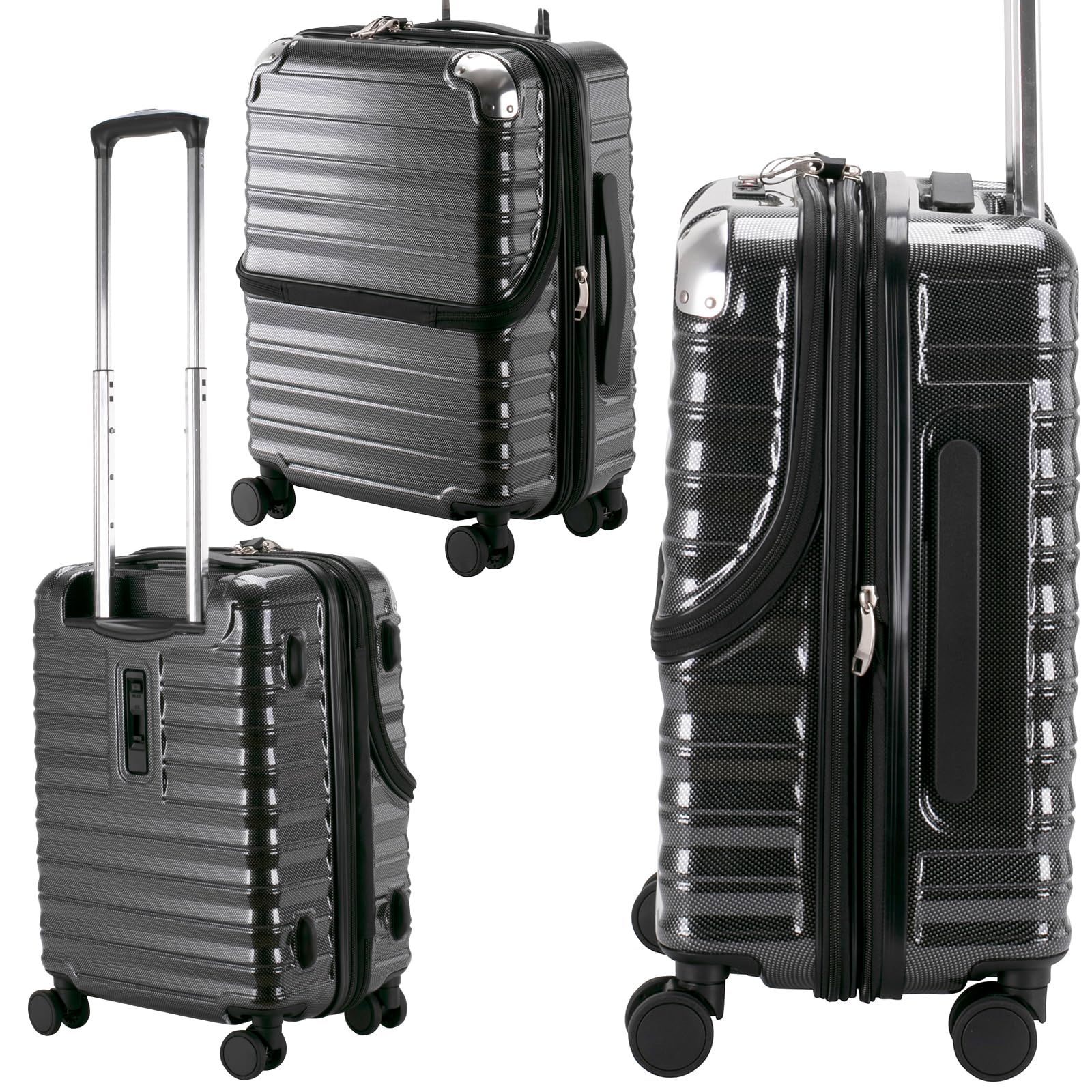 アクタス] ACTUSフロントオープンスーツケース鏡面黒S 34L 新品