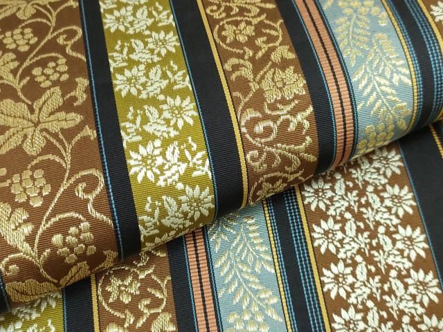 平和屋本店□極上 博多織人 黒木織物 本場筑前博多帯 両面 全通柄袋帯