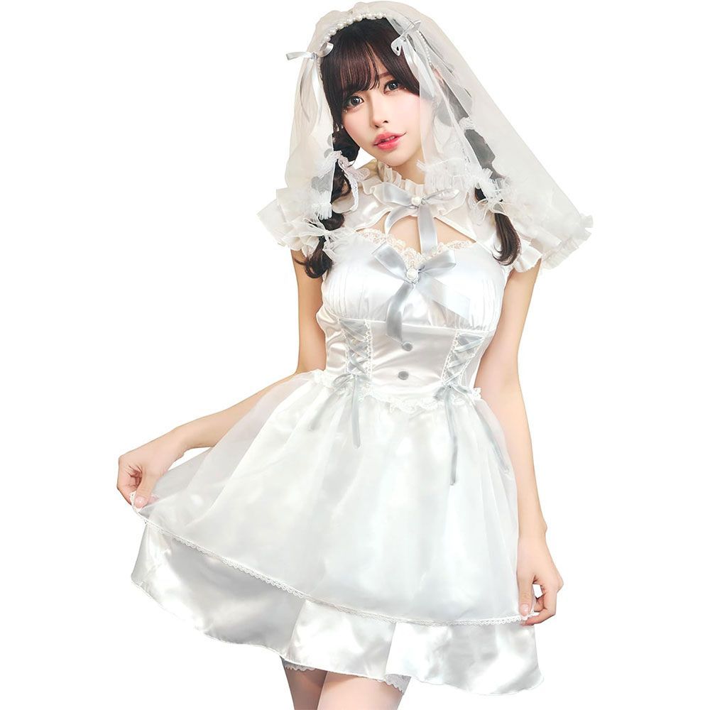 クリアストーン Clearstone コスプレ 花嫁 ジューンブライド パールブライド レディース フリーサイズ ホワイト×グレー pearl-bride