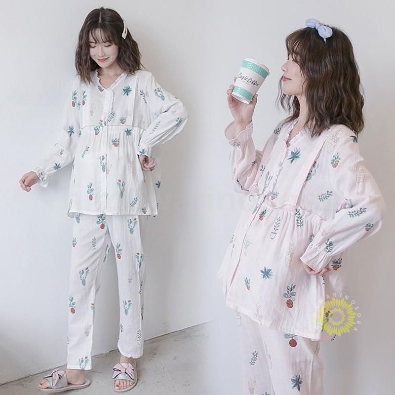 2点パジャマ レディース マタニティーパジャマ 授乳服 春夏秋冬 長袖 綿かせ 妊娠 ルームウェア 部屋着 マタニティーパジャマ 花柄 ママ 上下セット  nee3c577119