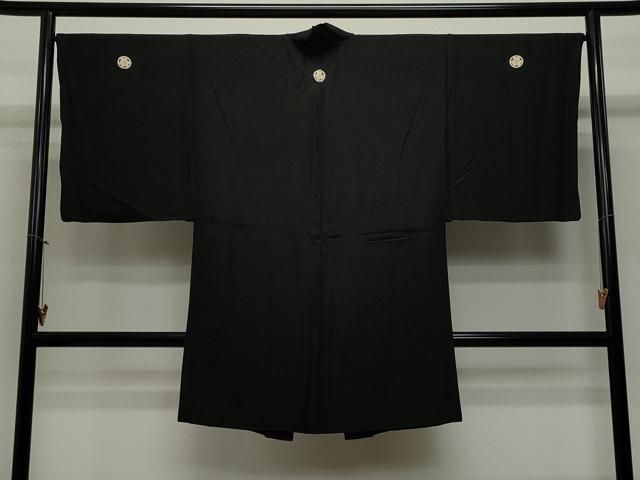 平和屋着物＃男性 長羽織 黒紋付き 正絹 CAAT5830id RIMAWATER_COM