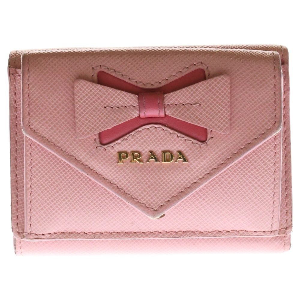 PRADA (プラダ) サフィアーノフィオッコ リボン コンパクトウォレット