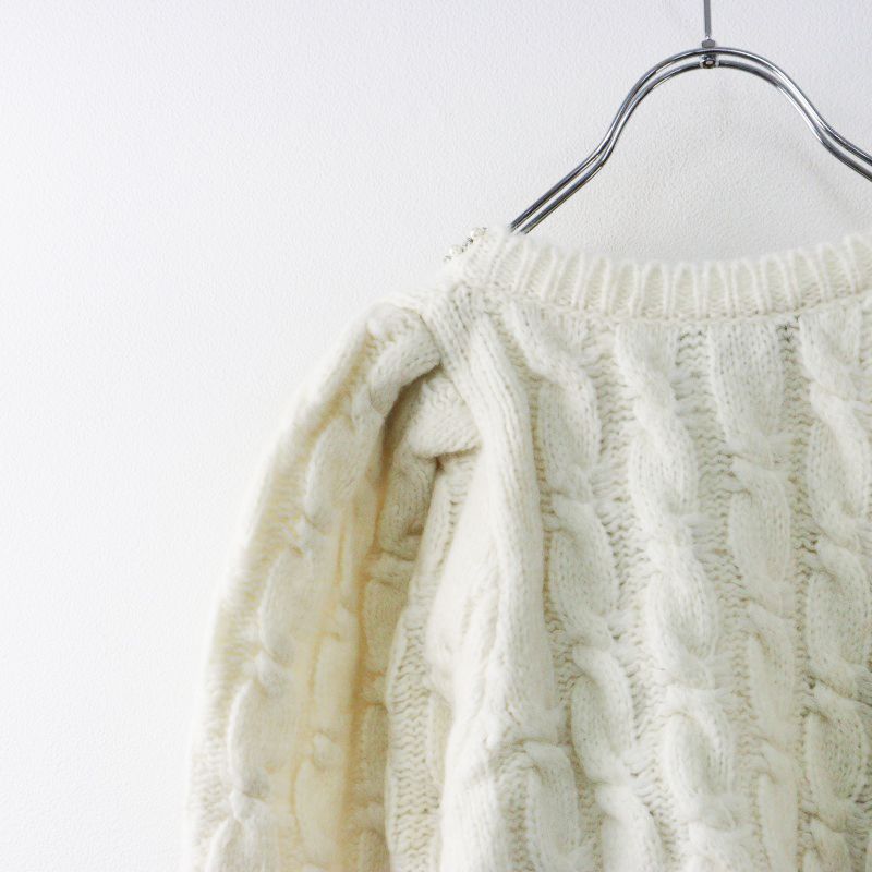 極美品 シモーネロシャ simone rocha フラワービジュー装飾 チャンキーニットカーディガン ケーブル編み L ホワイト//【2400014448634】 極美品 シモーネロシャ simone rocha フラワービジュー装飾