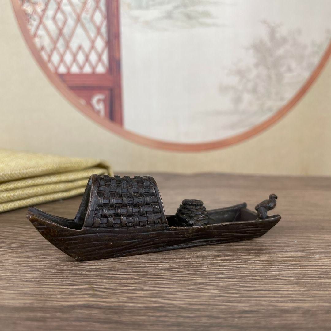 銅製 香炉 香道具 茶道具 装飾品 工芸品 置物 銅 細工 船帆香挿し 香炉 香道具 茶道具 装飾品 工芸品 置物
