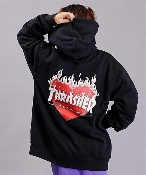 THRASHER/スラッシャー パーカー ジップアップ バックプリントハート柄