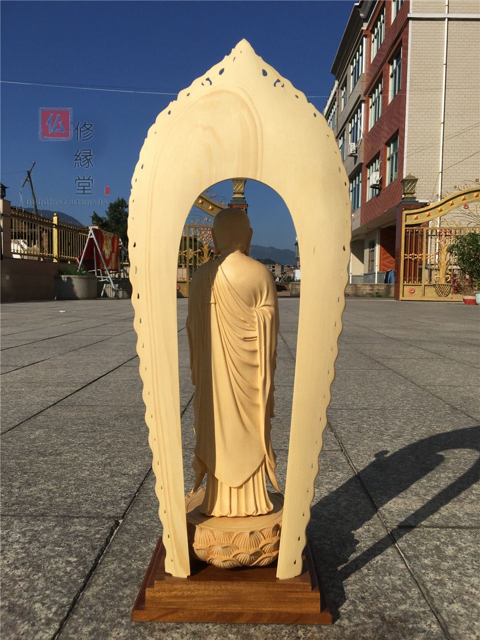 【修縁堂】極上品 木彫仏像 地蔵王菩薩立像 彫刻 一刀彫 天然木檜材 鎮宅辟邪 修縁堂】極上品 木彫仏像 地蔵王菩薩立像 彫刻 一刀彫 天然木檜