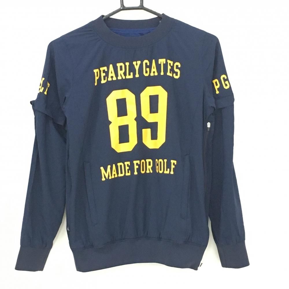 パーリーゲイツ 2WAYスニード ネイビー×イエロー メッシュ裏地 袖着脱可 レディース 0 S ゴルフウェア PEARLY GATES