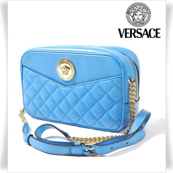 新品★定価10.2万 VERSACE ヴェルサーチ バッグ レディース  イタリア製 キルティング ショルダーバッグ レザー チェーン