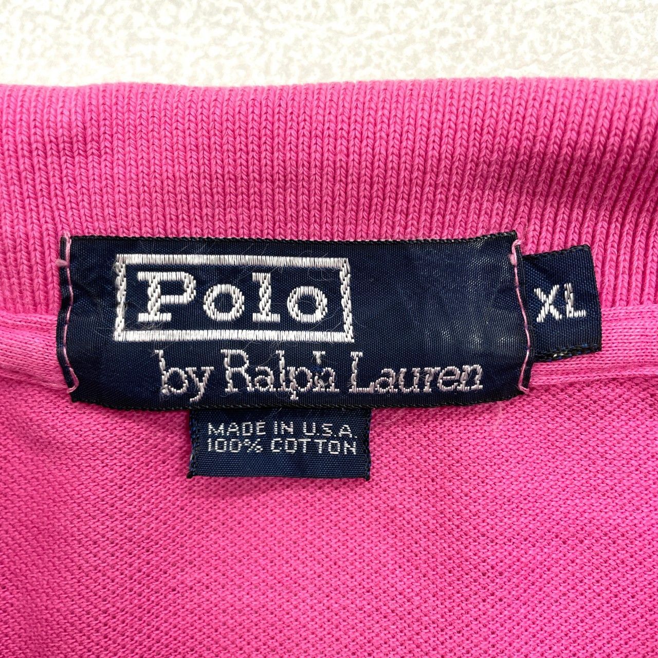 ポロ ラルフローレン 鹿の子 ポロシャツ 半袖 ロゴ 刺繍 XL ピンク