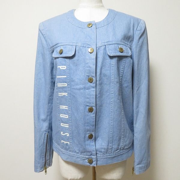 anc ピンクハウス PINKHOUSE ジャケット デニム M 水色 ノーカラー
