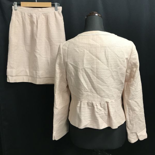 日本製★クリアインプレッション/CLEAR IMPRESSION★ツイード/ノーカラー/スカートスーツ【2/上下M/ピンク】Jackets/skirt/Set up/Made in Japan◆cBH814 日本製☆クリアインプレッション/CLEAR IMPRESSION☆ツイード/ノー