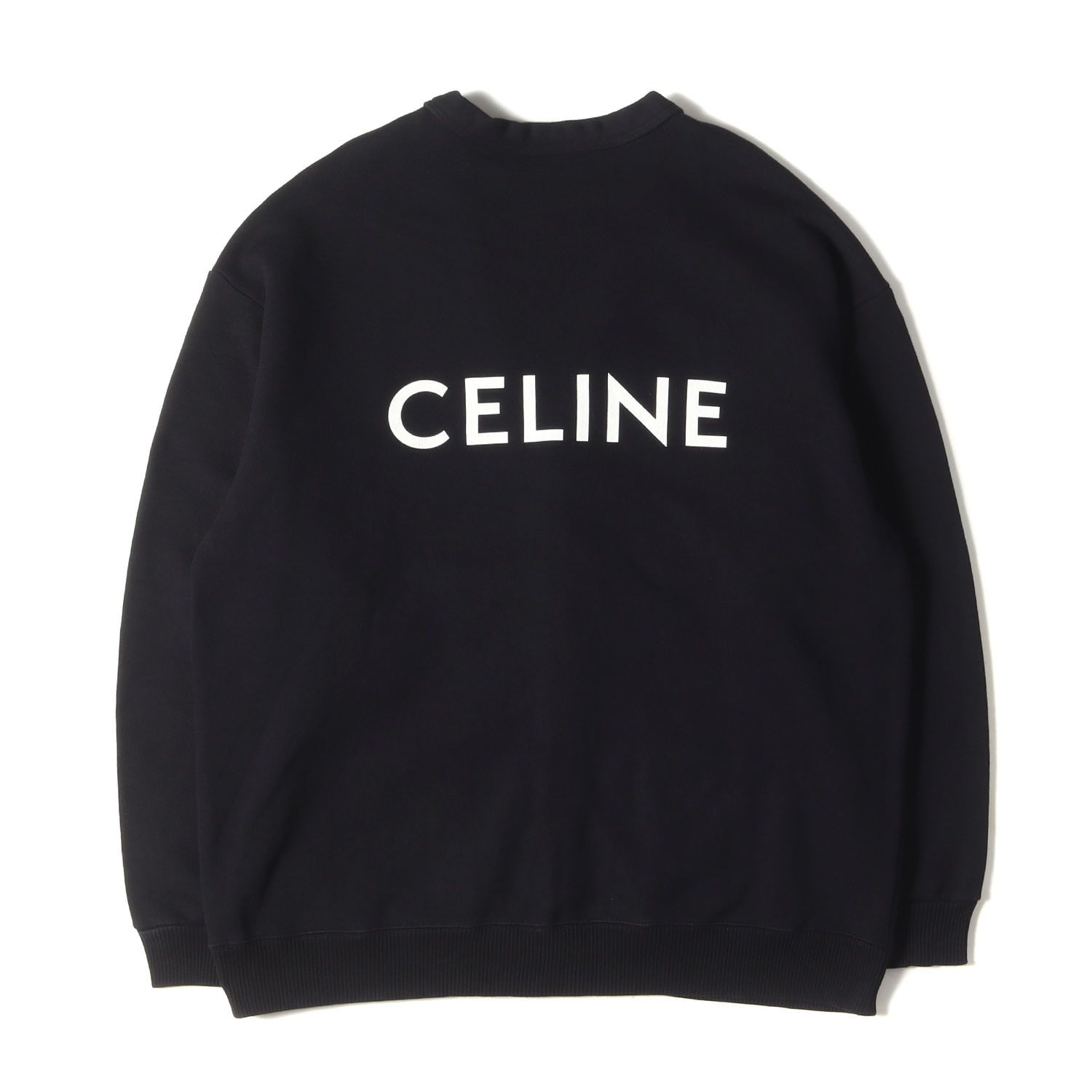 CELINE セリーヌ カーディガン サイズ:S 23AW バックロゴ オーバーサイズ コットンフリース カーディガン ブラック 黒 トップス イタリア製【メンズ】