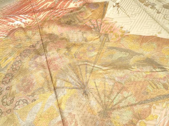 平和屋着物▽豪華振袖 扇面花文 暈し染め 金銀彩 正絹 逸品