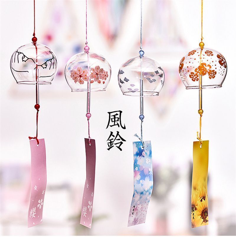 江戸風鈴 風鈴 6個～10個セット ガラス風鈴 桜塗装 手作り風鈴 風鈴祭り 風鈴まつり 澄んだ音 厄除け 幸運をもたらす 涼しい感じ 夏の風物詩 おしゃれ 窓屋根飾り 室内外兼用 おみやげ ギフ