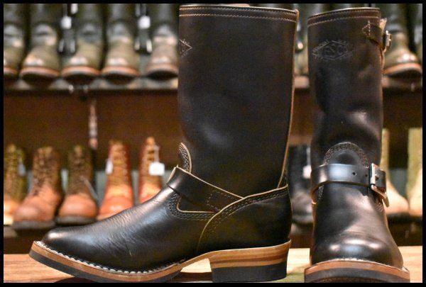 7D 23年 旧ロゴ WESCO ウエスコ MISTER LOU 7600 ブラックホースハイド 黒 10インチハイト エンジニア BOSS ブーツ HOPESMORE FJ048