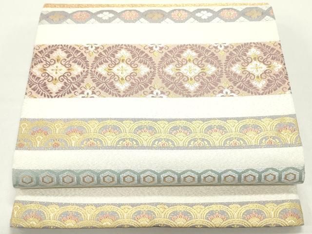 平和屋着物●全通柄袋帯　唐織　青海波花菱横段文　金銀糸　正絹　逸品　DAAY0174ob 平和屋着物○全通柄袋帯 唐織 青海波花菱横段文 金銀糸 正絹 逸品