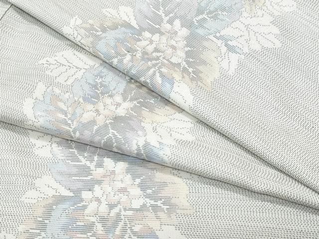 平和屋着物○本場大島紬 白大島 9マルキ 市松花鳥文 やまと誂製