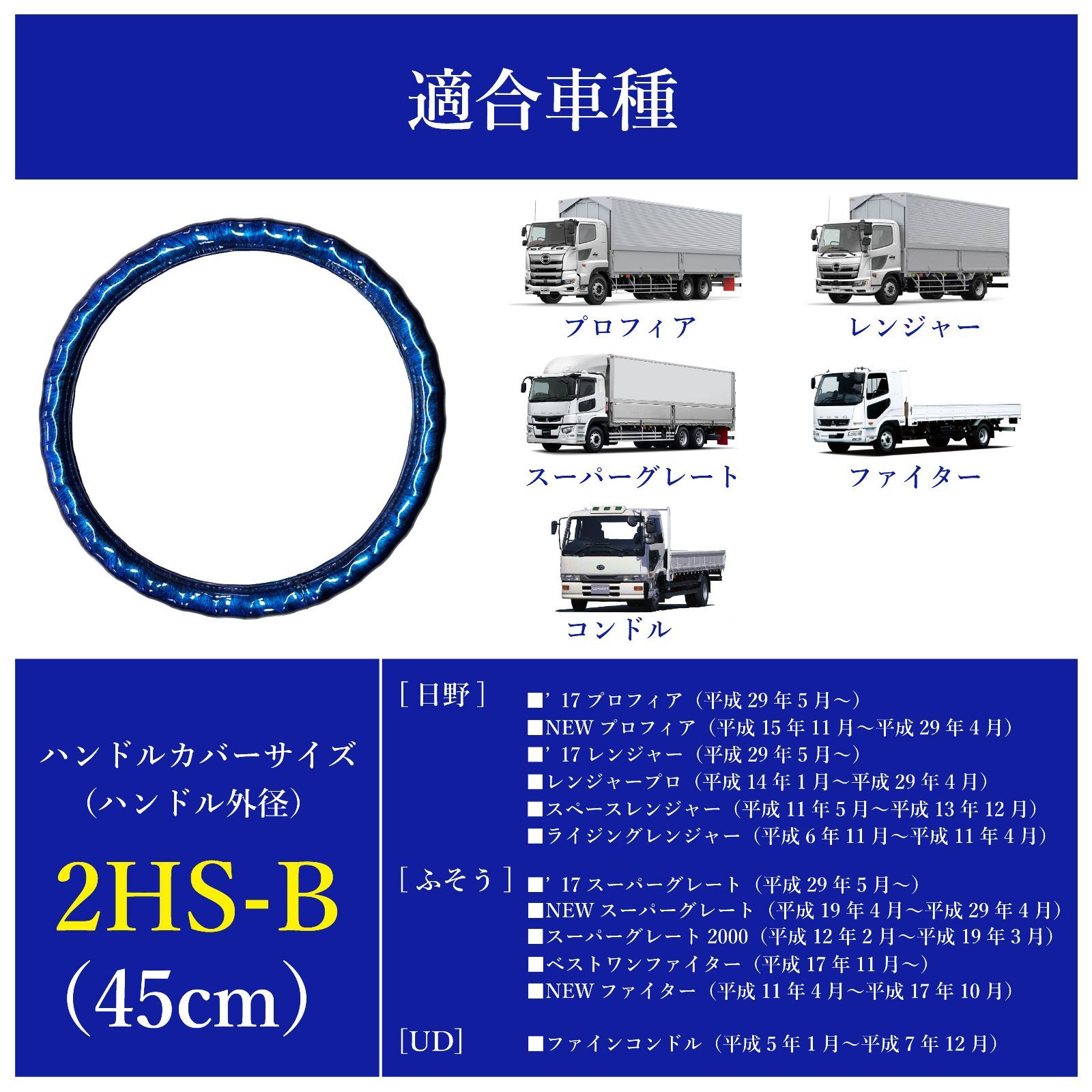 スピード発送 トラック用 ハンドルカバー 【 ブルー 外径 45cm