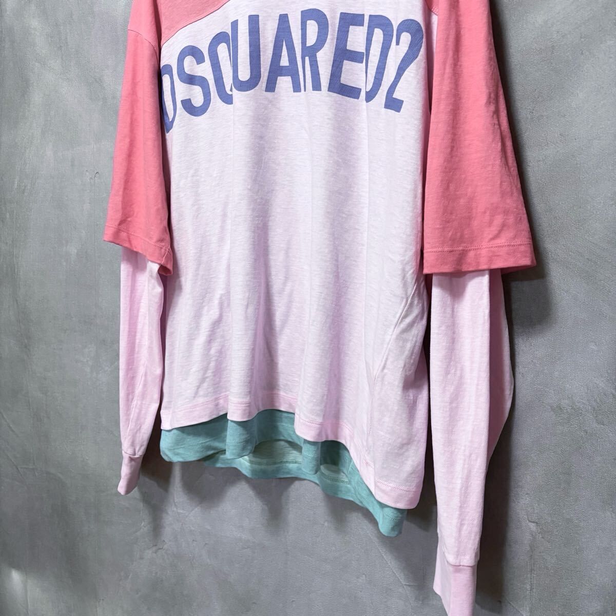 【DSQUARED2】Tシャツ☆ピンク☆長袖☆レーヨン☆最後の一点 DSQUARED2 ディースクエアード LONG SLEEVED DOUBLE LAYER T