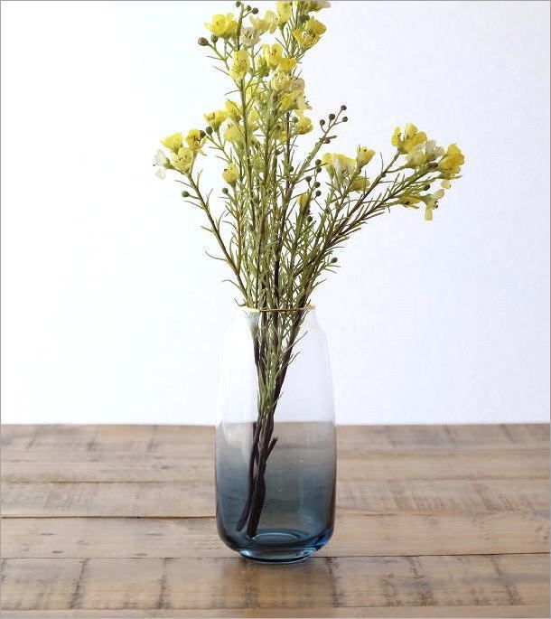 花瓶 フラワーベース おしゃれ ガラス 花器 ブルー ガラスベース 一輪挿し ドライフラワー シンプル デザイン 透明 かわいい ガラスベース ブルー  - メルカリ