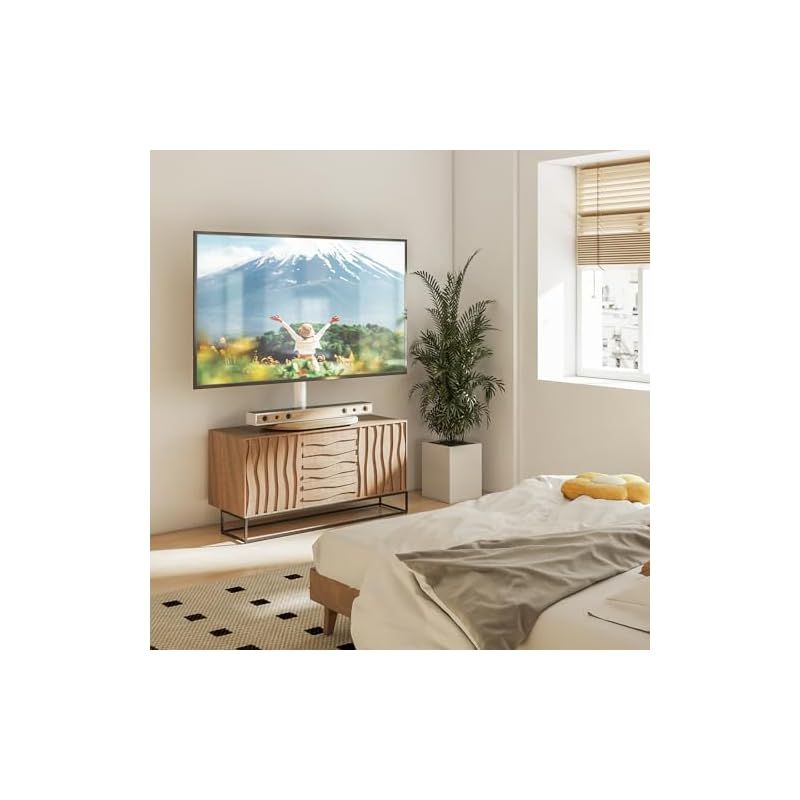 Rfiver テレビスタンド ロータイプ tv stand 26-55インチ対応 VESA100*100mm～400*400mm 耐荷重40KG テレビ スタンド 卓上 モニタースタンド テレビ台 楕円形木製ベース tvスタンド おしゃれ 6段階高さ 1