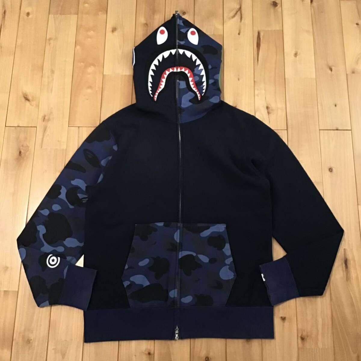 Blue camo × ネイビー シャーク パーカー Mサイズ shark full zip  