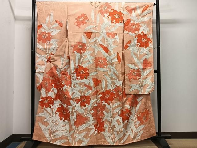 平和屋着物□豪華振袖 駒刺繍 草花文 金彩 正絹 逸品 CAAP9724xe