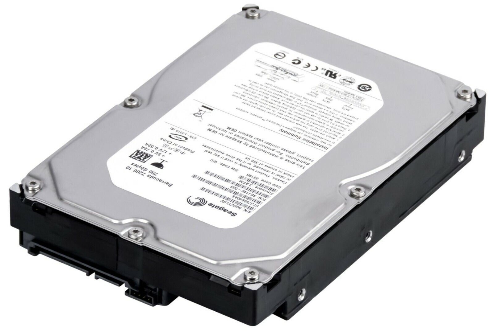 ディスク Seagate バラクーダ 750GB ST3750640AS 7200U/分 16MB SATA II 3.5 インチ Zoll
