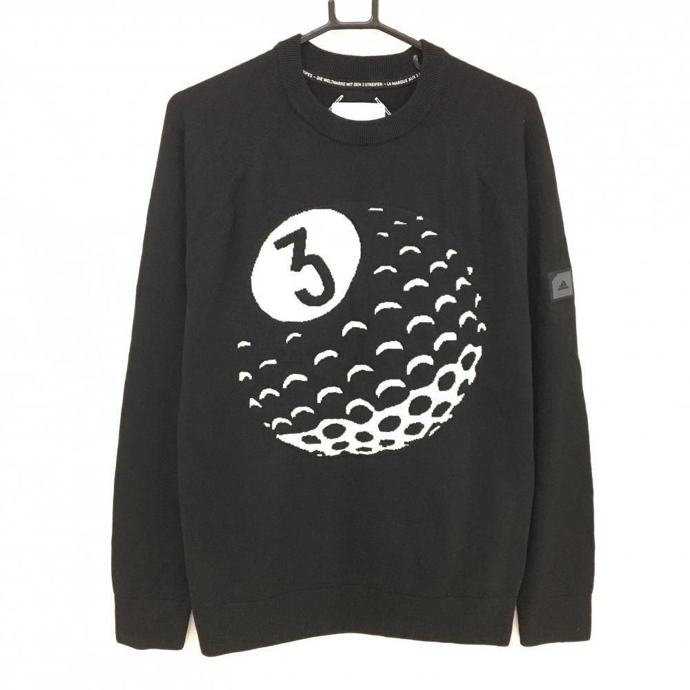 美品】アディダス セーター 黒×白 ビックボール柄 ADICROSS