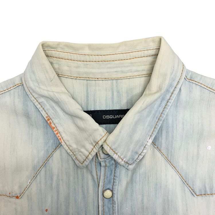 Dsquared2 ディースクエアード ブリーチペイント デニムシャツ size=46
