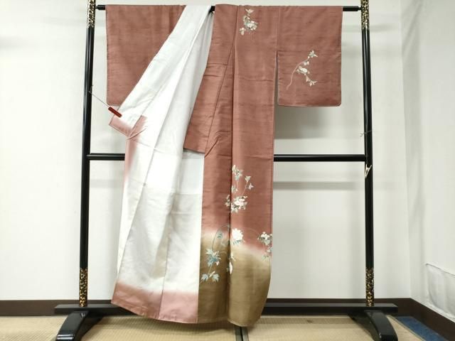 平和屋着物○訪問着 友禅 白山紬 草花文 正絹 逸品 CAAT7075vf