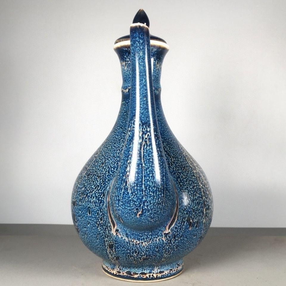 ※中国古美術/爐鈞窯窯変梅瓶(底款:大清乾隆年製) A fine and rare robin's-egg glazed vase, meiping, Seal mark