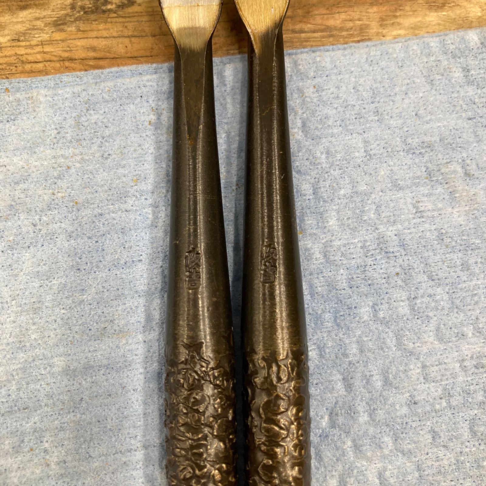 手打仕上　七本組　共柄彫刻刀　初代　政吉作 中古品】 「初代政吉」作 共柄彫刻刀 7本組 手打仕上 【柏店】