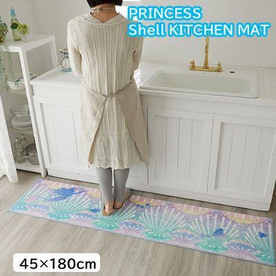 その他 ディズニー プリンセス シェル キッチン マット DMT-5095 滑り止め加工 遊び毛防止 F 45×180cm 日本製 10sn-princess-shell-45180