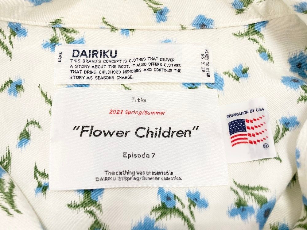 ダイリク DAIRIKU Flower Children 21SS Wyatt Open Collar Shirt 花柄 Made in JAPAN  21SS S-4 半袖シャツ 総柄 ホワイト Mサイズ 101MT-2029 - メルカリ