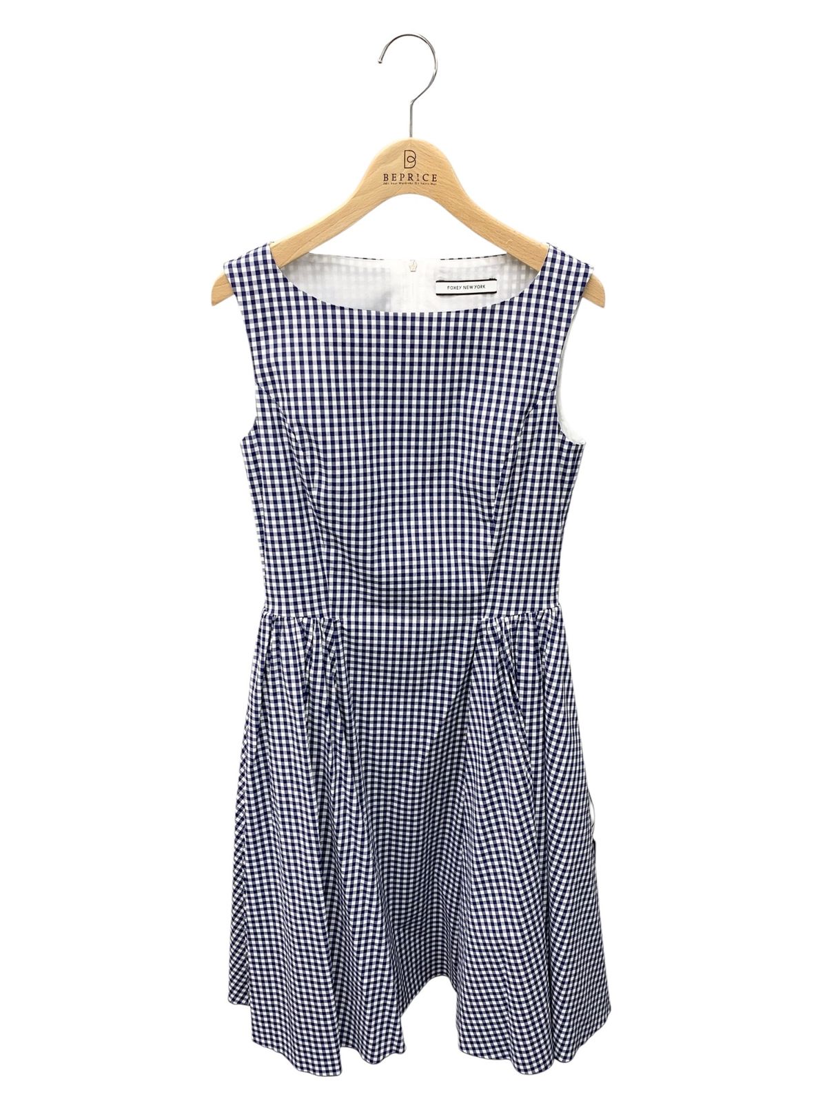 フォクシーニューヨーク Dress 40087 ワンピース 38 ネイビー ギンガムチェック ITLE52THIBA8